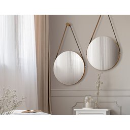 Espelho Redondo Decorativo Sunset Sala Estar Salão de Beleza Detalhe em Carvalho - 2 Espelho Redondo Decorativo Sunset Sala Estar Salão de Beleza Detalhe em Carvalho - 2