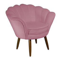 Poltrona Decorativa Pétala  Veludo Rosa - 1