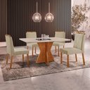 Ver imagem 1 de Conjunto Sala de Jantar Mesa Madri140x80cm Tampo Retângular Vidro Off White com 4 Ca