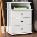 Ver imagem 3 de Mesa De Cabeceira Luxo 3 Gavetas Branco Cor Branco