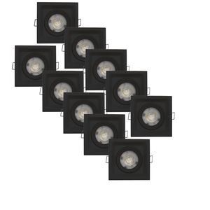 Kit 10  Luminárias Spot recuado com led integrado Deep 5w 6500k Quadrado Preto Embutir
