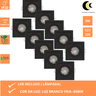 Kit 10  Luminárias Spot recuado com led integrado Deep 5w 6500k Quadrado Preto Embutir - 4