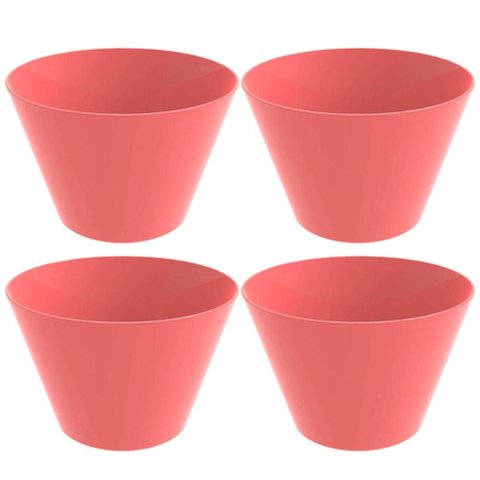4 Potes Balde para Pipoca 3,8l Plástico Resistente Crippa Pipoqueira Rosa Goiaba