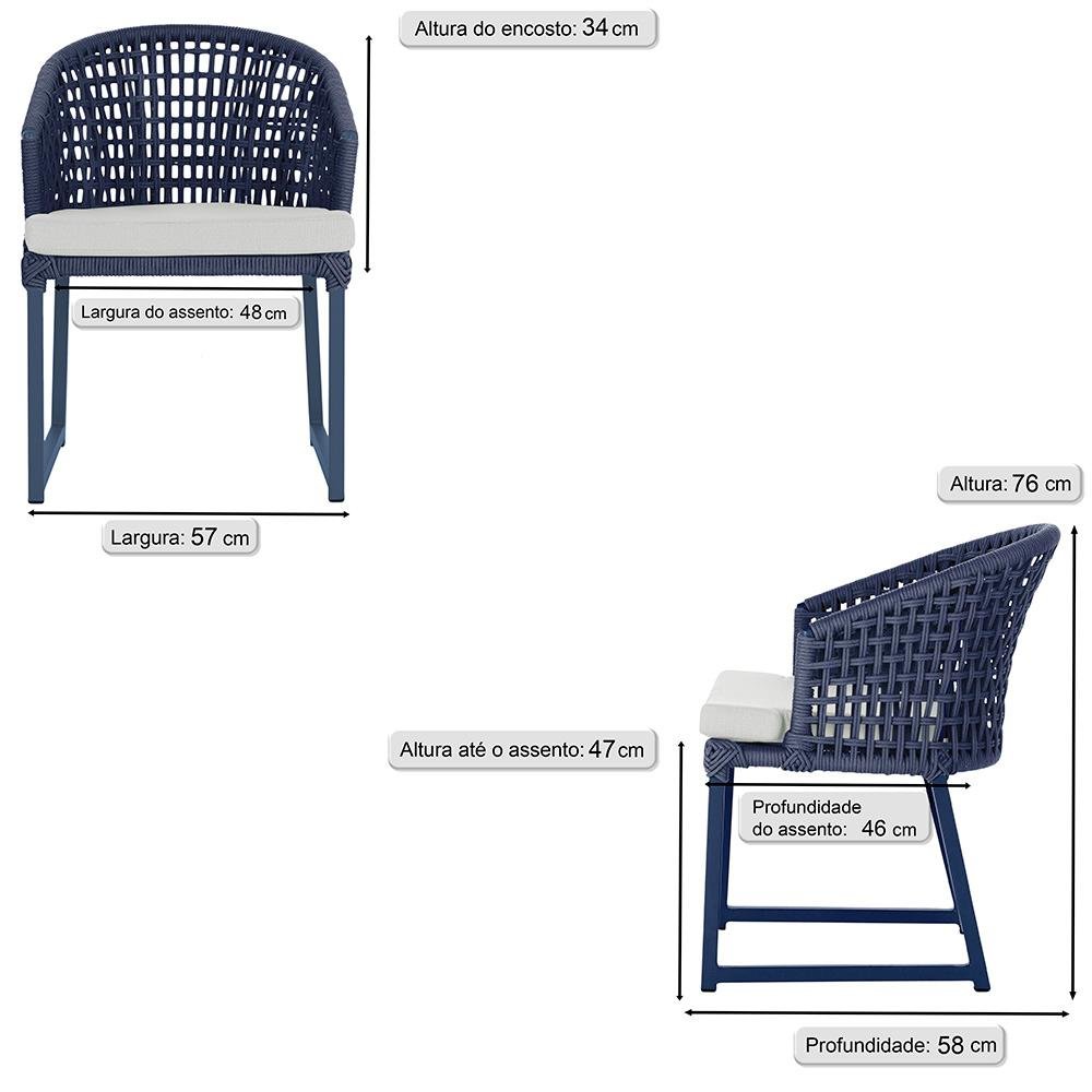 Cadeira Noronha Aluminio Pint Azul, Tela Corda Nautica Azul - 2