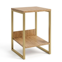 Ver imagem 2 de Mesa de Cabeceira Cama Lateral para Quarto Base Ferro Dourado Tampo Canela