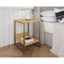 Ver imagem 1 de Mesa Cabeceira Industrial Tókio Base Ferro Dourado Tampo Canela