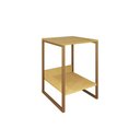 Ver imagem 2 de Mesa Cabeceira Industrial Tókio Base Ferro Dourado Tampo Canela