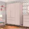 Guarda Roupas Roupeiro Infantil Feminino 3 Portas 2 Gavetas Melinda Rosê - 1