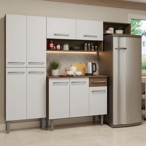 Armário de Cozinha Completa 229cm Rustic-branco Emilly Madesa 016