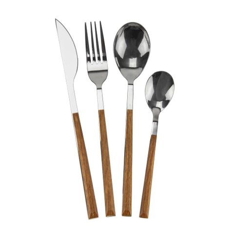 Faqueiro Le Sancho em Inox com Cabo Tipo Madeira 16 Peças