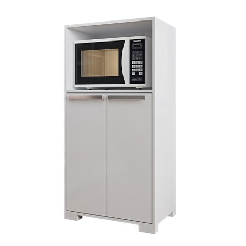 Balcao Multiuso de Cozinha para Microondas 2 Portas Myanmar - Branco