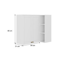 Armário Aéreo de Canto Bella Mdf 2 Portas Branco 80 Cm Carraro - 2