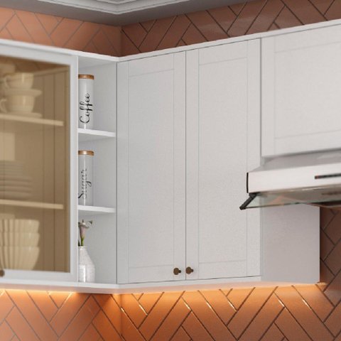 Armário Aéreo de Canto Bella Mdf 2 Portas Branco 80 Cm Carraro