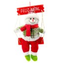 Ver imagem 3 de Jogo Papai Noel e Boneco de Neve Gangorra Madeira Pelúcia Tricô Xadrez Vermelho e Verde 40cm