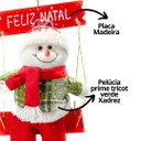 Ver imagem 2 de Jogo Papai Noel e Boneco de Neve Gangorra Madeira Pelúcia Tricô Xadrez Vermelho e Verde 40cm