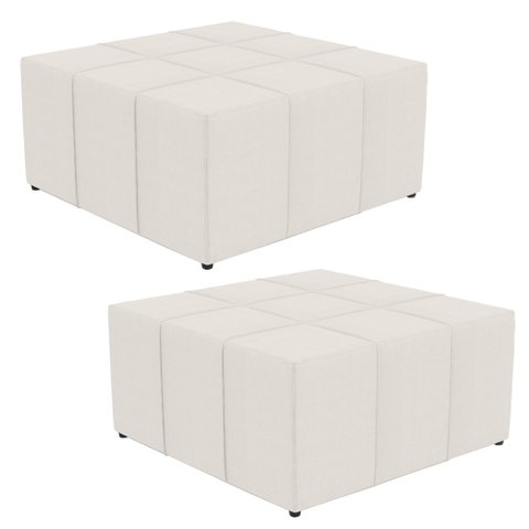 Kit 02 Puffs Decorativos Para Sala de Estar Quadrado Milano 90x90cm W01 Linho Cru - Lyam Decor