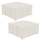 Ver imagem 1 de Kit 02 Puffs Decorativos Para Sala de Estar Quadrado Milano 90x90cm W01 Linho Cru - Lyam Decor