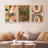Kit 3 Quadros Decorativos Boho Folhagens Formas - 2