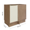Ver imagem 5 de Balcão Canto Cozinha Modular 100% MDF Édez Uno, 1 Porta, Off White e Louro Freijó, 92,5 cm