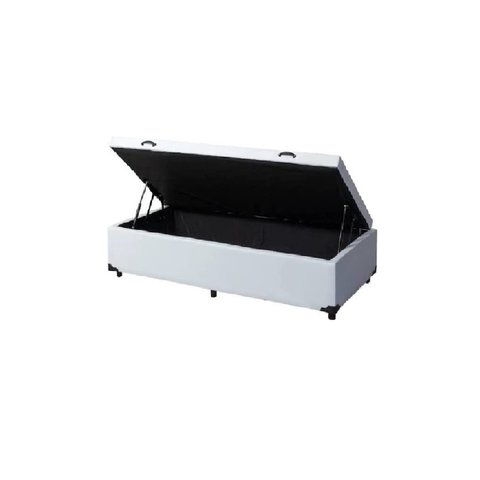 Cama Box Baú Solteirão King Blindado Linhão Branco 203X96X44 Cm