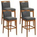 Ver imagem 2 de Kit 4 Banquetas Alta Cozinha Gourmet Conforto Suede:Suede Cinza