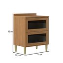 Ver imagem 2 de Balcão de Cozinha 70 Cm Domus 2 Gavetas com Vidro Nogal - Hecol Móveis