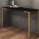 Ver imagem 2 de Mesa Escrivaninha Escritório e Home Office Stan Industrial Ferro Dourado Tampo MDF Preto - Ahazzo Mó
