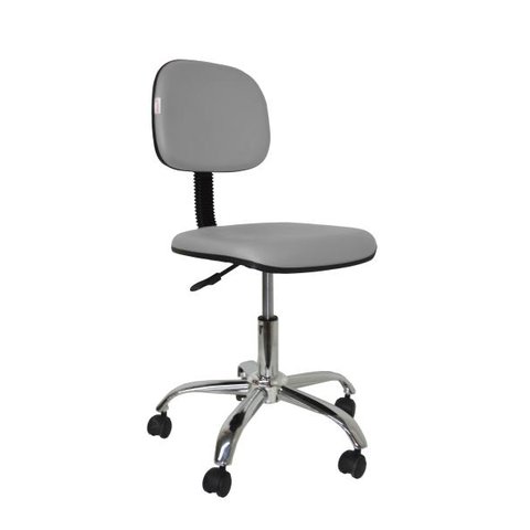 Cadeira Secretaria Giratoria Bolt CR - Couro Sintetico Corano - Cinza