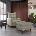 Ver imagem 1 de Conjunto P/ Sala Montreal 1 Poltrona Decorativas e 1 Puff Plano Milenum Palha - Matrix