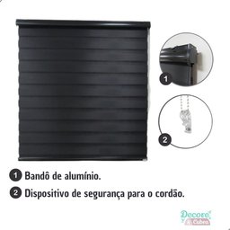 Persiana Rolo Double Vision Zebra 180larg X 220alt Preta Total Black C/ Bando - Sala/ Escritório/qua - 2