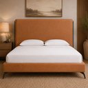 Ver imagem 1 de Cama Japonesa com Cabeceira Almeria Corea Casal Courino Caramelo - Sallar Home