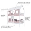 Ver imagem 4 de Beliche Casinha Encantada Madeira Maciça Rosa/ Branco Housin
