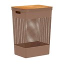 Ver imagem 1 de Cesto de Roupa Grid Marrom Amêndoa 49 L com Tampa de Bambu 38 X 28 X 55,6 Cm ou