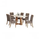 Ver imagem 1 de Mesa Jantar Lins 160 6 Cadeiras Bella Amendoa - Henn
