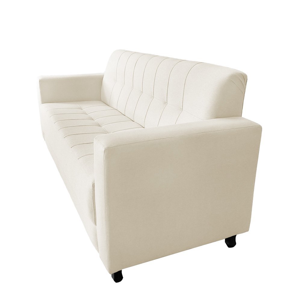 Kit Sofa 3 Lugares + Poltrona Elegance Couro Sintetico Bege - Lares Decor - 4