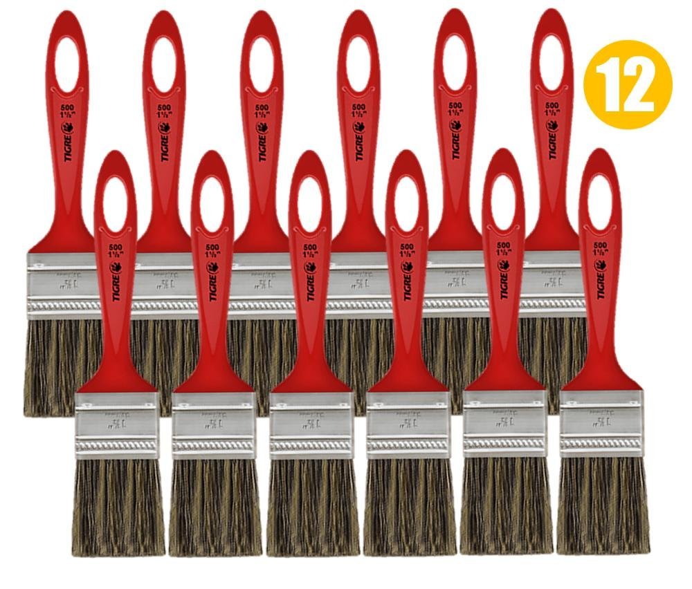 Kit 12 Pincel Trinchas Para Pintura Tigre Media 500 1 1/2 Polegadas ...