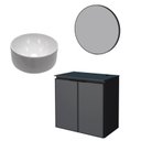 Ver imagem 1 de Conjunto Banheiro Aço Gabinete Umbu 60 Com Cuba Domo e Espelho Luna Cozimax Preto