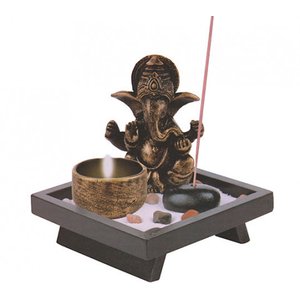 Jardim Zen Altar Ganesha 12x12cm Porta Incenso e Vela