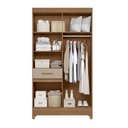Ver imagem 3 de Guarda Roupa Roupeiro Siena 5 Portas 1 Gaveta Detalhes Frisados e Espelho Carvalho Fendi Moval