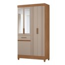 Ver imagem 4 de Guarda Roupa Roupeiro Siena 5 Portas 1 Gaveta Detalhes Frisados e Espelho Carvalho Fendi Moval