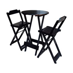 Jogo de Bistrô com 2 Banquetas Preto - 1