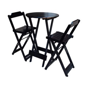 Jogo de Bistrô com 2 Banquetas Preto