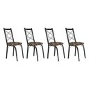 Ver imagem 1 de Kit 4 Cadeiras de Cozinha Delaware Estampado Mosaico Palha Pés de Ferro Preto