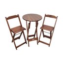 Ver imagem 1 de Mesa Bistrô Dobrável de Madeira Redonda com 2 Banquetas Imbuia - Cor: Marrom