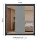 Ver mais imagens de Guarda-roupa Casal 3 Portas de Correr com Espelhos 2 Gavetas Preto/cinza Sublime Madesa Preto/cinza