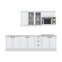 Ver imagem 1 de Cozinha Compacta 280cm Americana com Vidro 6 Peças 10 Portas 3 Gavetas Henn - Branco Hp Fosco