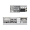 Ver imagem 7 de Cozinha Compacta 280cm Americana com Vidro 6 Peças 10 Portas 3 Gavetas Henn - Branco Hp Fosco