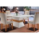 Ver imagem 1 de Kit Mesa Tampo Reto 120cm + 4 Cadeiras Imbuia Veludo Creme