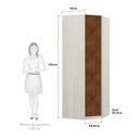 Ver imagem 2 de Guarda Roupa 1 Porta 1 Cabideiro Crema Com Nogueira Dourado
