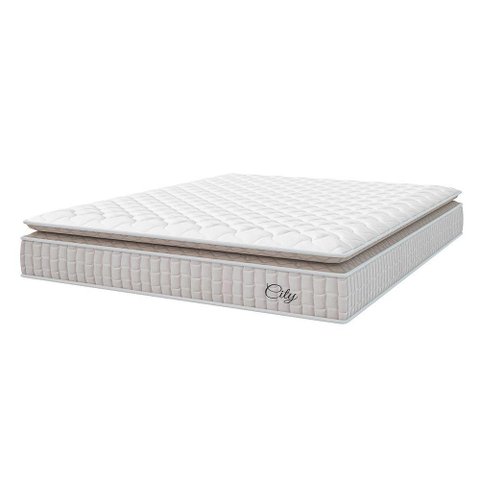 Colchão King Molas Ensacadas City Pillow Top 193x203x23cm Branco / Bege Branco/bg